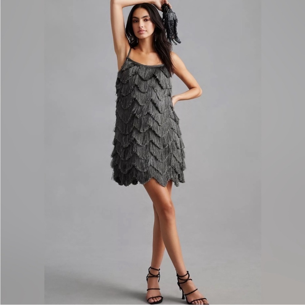 Anthropologie Pankaj & Nidhi Fringed Mini Dress NWOT